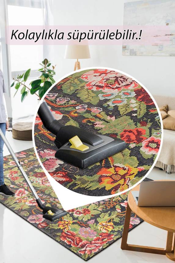 Outlet 210x210 Kare Soul Etnik Karabağ Desenli Dokuma Taban Dekoratif Renkli Halı AL-31 - 6