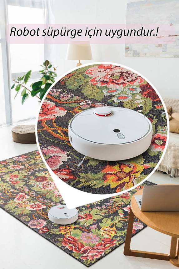 Outlet 210x210 Kare Soul Etnik Karabağ Desenli Dokuma Taban Dekoratif Renkli Halı AL-31 - 5