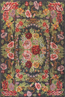 Outlet 210x210 Kare Soul Etnik Karabağ Desenli Dokuma Taban Dekoratif Renkli Halı AL-31 - 2