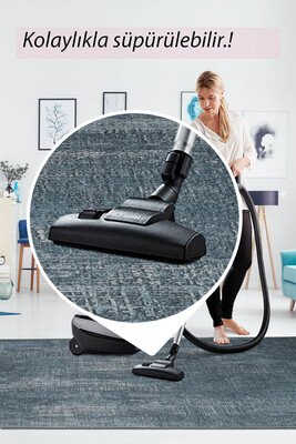 Outlet 210x310 Folk Modern Dokuma Taban Dekoratif Mavi Halı BA-47 - 7