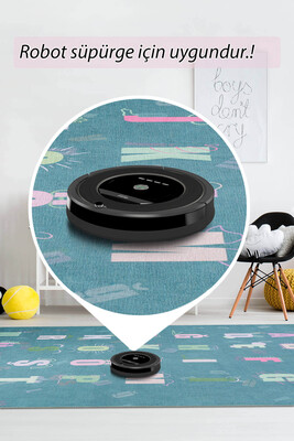 Outlet 210x310 Minor Dokuma Taban Dekoratif Alfabeli Yeşil Çocuk Odası Halısı AL-414 - 6