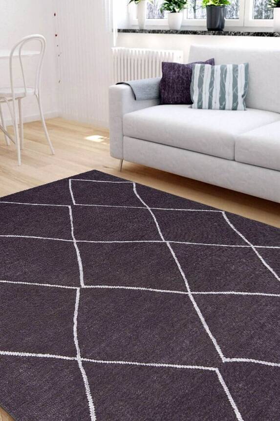 Outlet 210x310 Soul Etnik Desenli Dokuma Taban Dekoratif Siyah Halı AL-328 - 1