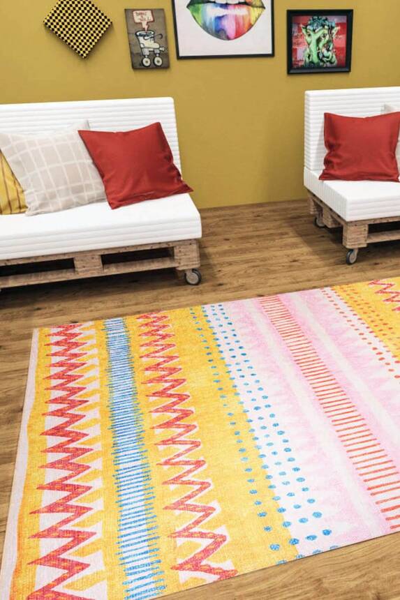 Outlet 230x230 Daire Ada Gönül Özel Tasarım Dekoratif Dokuma Taban Renkli Halı AL-387 - 1