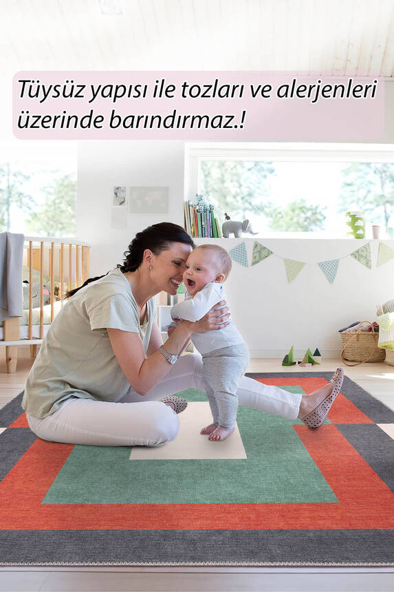Outlet 230x230 Daire Funk Şönil Dokuma Pamuk Polyester Renkli Halı AL-400 - 8