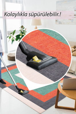 Outlet 230x230 Daire Funk Şönil Dokuma Pamuk Polyester Renkli Halı AL-400 - 7