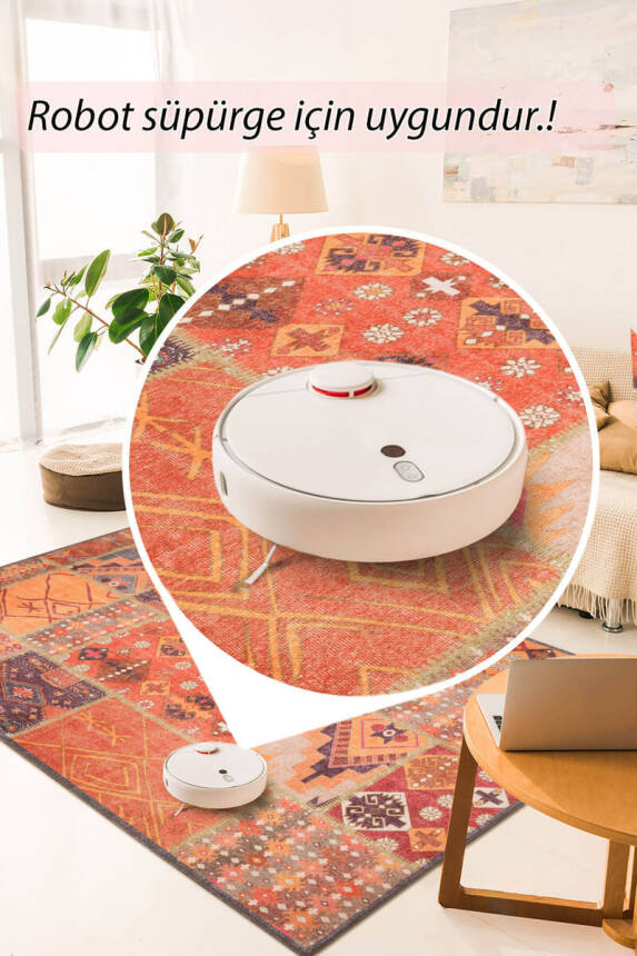 Outlet 230x230 Daire Jazz Patchwork Desenli Dokuma Taban Dekoratif Renkli Halı AL-332 - 6