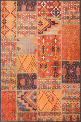 Outlet 230x230 Daire Jazz Patchwork Desenli Dokuma Taban Dekoratif Renkli Halı AL-332 - 2