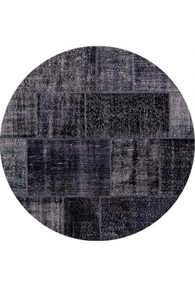 Outlet 230x230 Daire Jazz Patchwork Desenli Dokuma Taban Dekoratif Siyah Halı AL-81 - 10