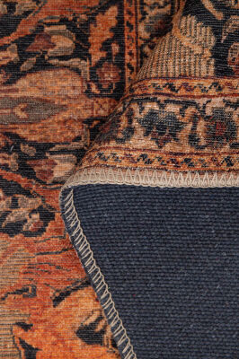 Outlet 230x230 Kare Blues Vintage Desenli Dokuma Taban Dekoratif Kahverengi Halı AL-425 - 5