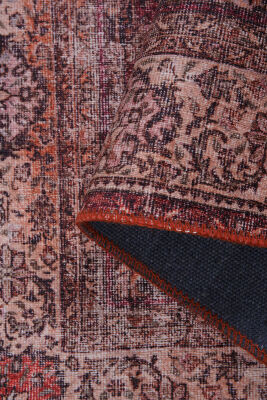 Outlet 230x230 Kare Blues Vintage Desenli Dokuma Taban Dekoratif Kırmızı Halı AL-119 - 5