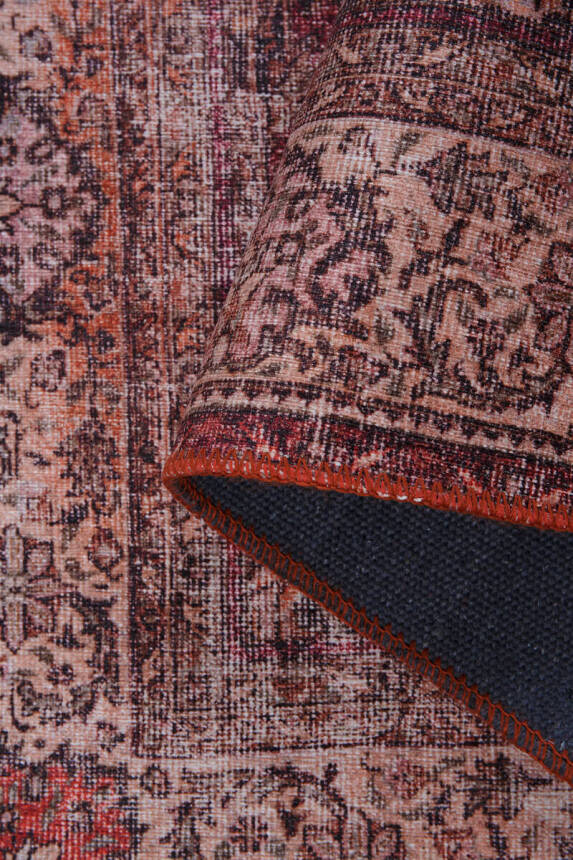 Outlet 230x230 Kare Blues Vintage Desenli Dokuma Taban Dekoratif Kırmızı Halı AL-119 - 5