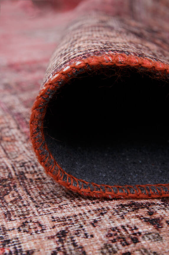 Outlet 230x230 Kare Blues Vintage Desenli Dokuma Taban Dekoratif Kırmızı Halı AL-119 - 4