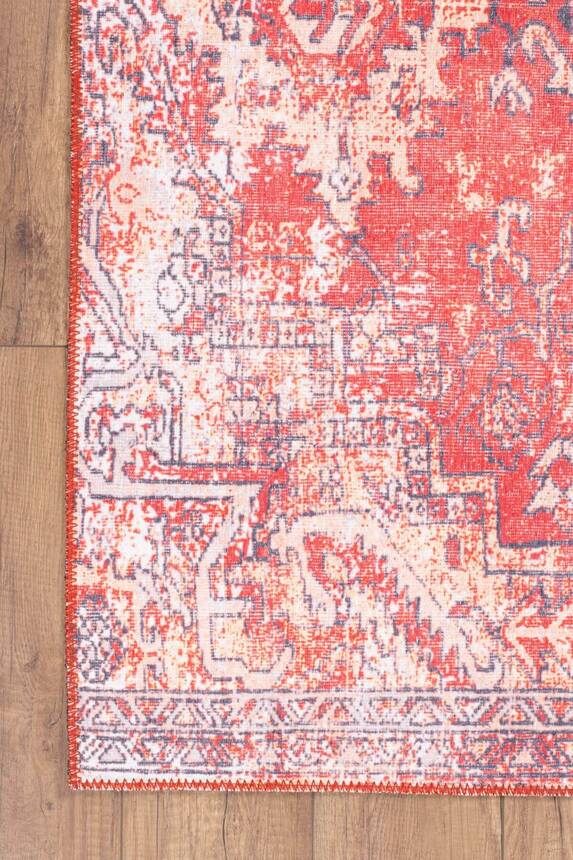 Outlet 230x230 Kare Blues Vintage Desenli Dokuma Taban Dekoratif Kırmızı Halı AL-269 - 4