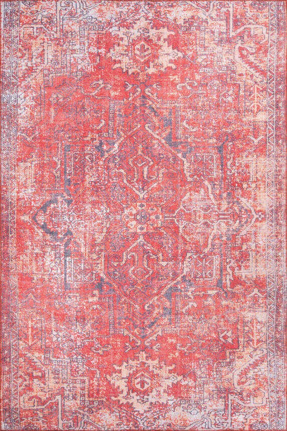 Outlet 230x230 Kare Blues Vintage Desenli Dokuma Taban Dekoratif Kırmızı Halı AL-269 - 2
