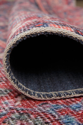 Outlet 230x230 Kare Blues Vintage Desenli Dokuma Taban Dekoratif Kırmızı Halı AL-354 - 4