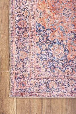 Outlet 230x230 Kare Blues Vintage Desenli Dokuma Taban Dekoratif Kırmızı Halı AL-370 - 3
