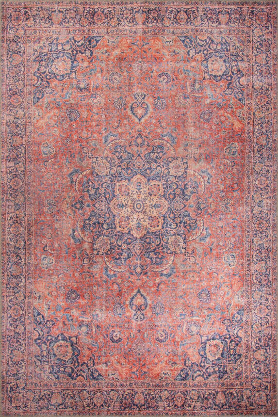 Outlet 230x230 Kare Blues Vintage Desenli Dokuma Taban Dekoratif Kırmızı Halı AL-370 - 2