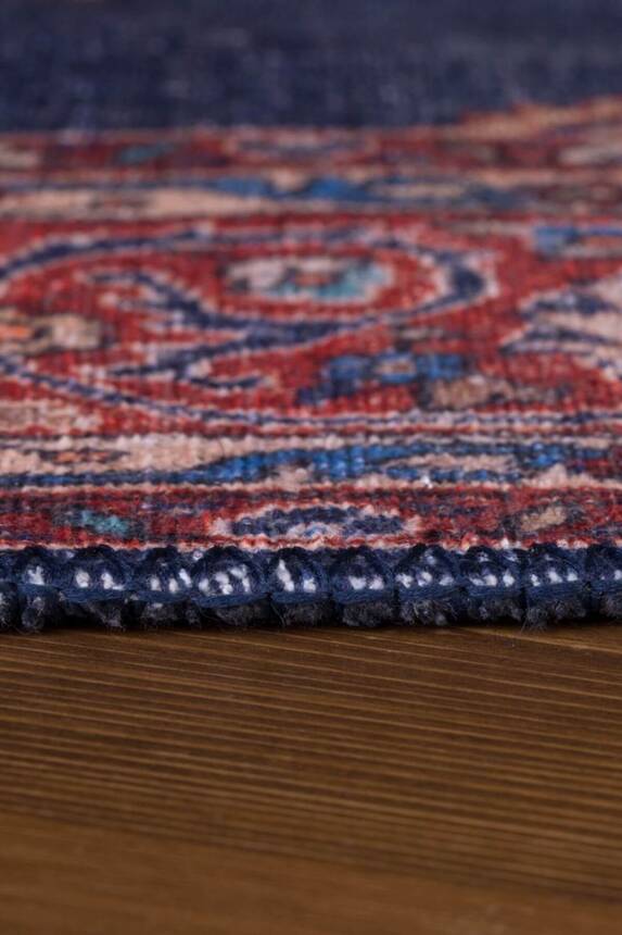 Outlet 230x230 Kare Blues Vintage Desenli Dokuma Taban Dekoratif Lacivert Halı AL-87 - 6