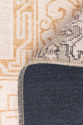 Outlet 230x230 Kare Folk Patchwork Desenli Dokuma Taban Dekoratif Bej Halı BA-16 - 5