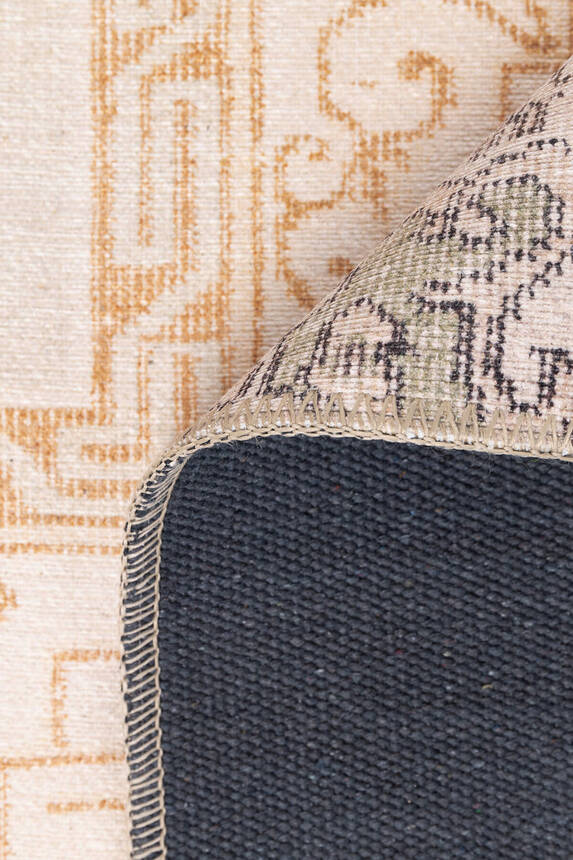 Outlet 230x230 Kare Folk Patchwork Desenli Dokuma Taban Dekoratif Bej Halı BA-16 - 5