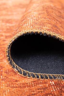 Outlet 230x230 Kare Folk Vintage Desenli Dokuma Taban Dekoratif Turuncu Halı BA-12 - 4