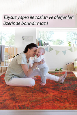 Outlet 230x230 Kare Fusion Modern Dokuma Taban Dekoratif Turuncu Halı AL-09 - 8