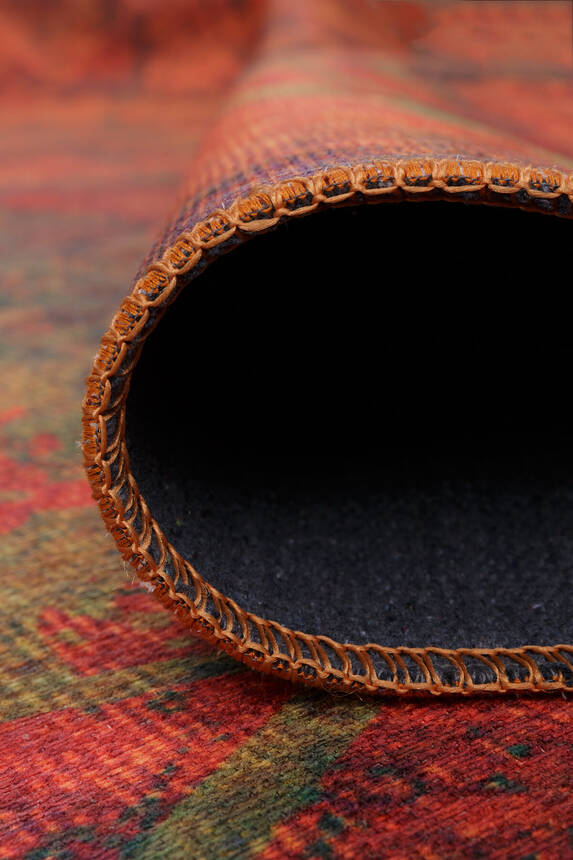 Outlet 230x230 Kare Fusion Modern Dokuma Taban Dekoratif Turuncu Halı AL-09 - 5