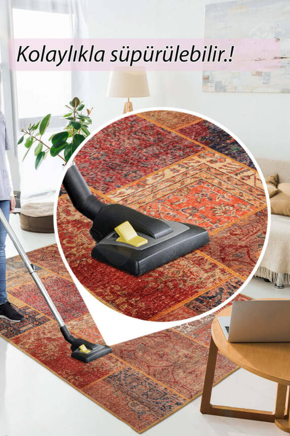 Outlet 230x230 Kare Jazz Patchwork Desenli Dokuma Taban Dekoratif Renkli Halı AL-16 - 7
