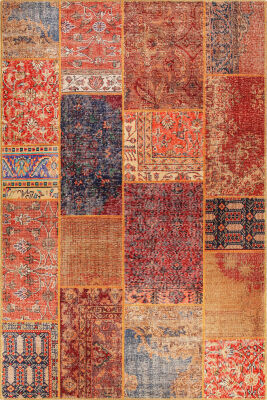 Outlet 230x230 Kare Jazz Patchwork Desenli Dokuma Taban Dekoratif Renkli Halı AL-16 - 2