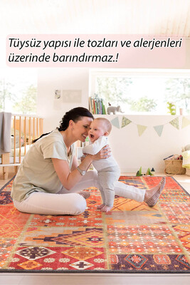 Outlet 230x230 Kare Jazz Patchwork Desenli Dokuma Taban Dekoratif Renkli Halı AL-332 - 8