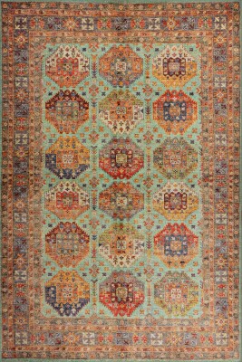 Outlet 230x230 Kare Relic Çok Renkli Vintage Dokulu Klasik Desenli Dokuma Tabanlı Şönil Halı AL-507 - 2