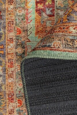 Outlet 230x230 Kare Relic Çok Renkli Vintage Dokulu Klasik Desenli Dokuma Tabanlı Şönil Halı AL-507 - 5