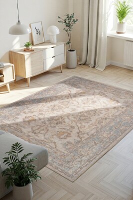Outlet 230x230 Kare Relic Gri Vintage Dokulu Klasik Desenli Dokuma Tabanlı Şönil Halı AL-511 - Artloop - Outlet Halı