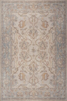 Outlet 230x230 Kare Relic Gri Vintage Dokulu Klasik Desenli Dokuma Tabanlı Şönil Halı AL-511 - 2