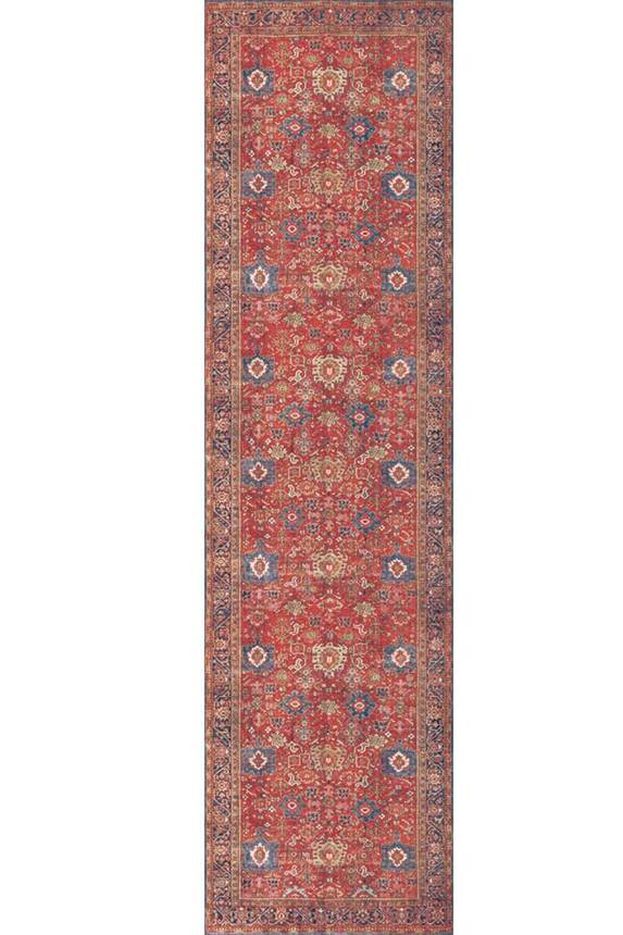 Outlet 230x230 Kare Soul Etnik Desenli Dokuma Taban Dekoratif Kırmızı Halı AL-181 - 8