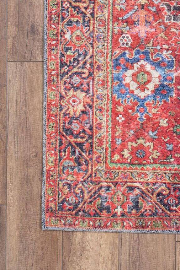 Outlet 230x230 Kare Soul Etnik Desenli Dokuma Taban Dekoratif Kırmızı Halı AL-181 - 3
