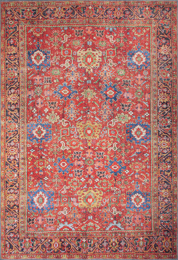 Outlet 230x230 Kare Soul Etnik Desenli Dokuma Taban Dekoratif Kırmızı Halı AL-181 - 2