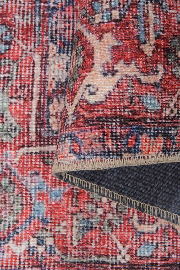 Outlet 230X260 Blues Vintage Desenli Dokuma Taban Dekoratif Kırmızı Halı AL-354 - 5