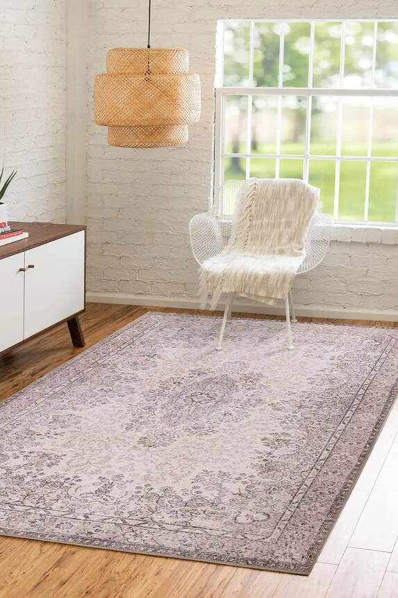 Outlet 230x330 Folk Eskitme Desenli Dokuma Taban Dekoratif Bej Halı BA-45 - 1