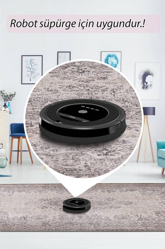 Outlet 230x330 Folk Eskitme Desenli Dokuma Taban Dekoratif Bej Halı BA-45 - 8