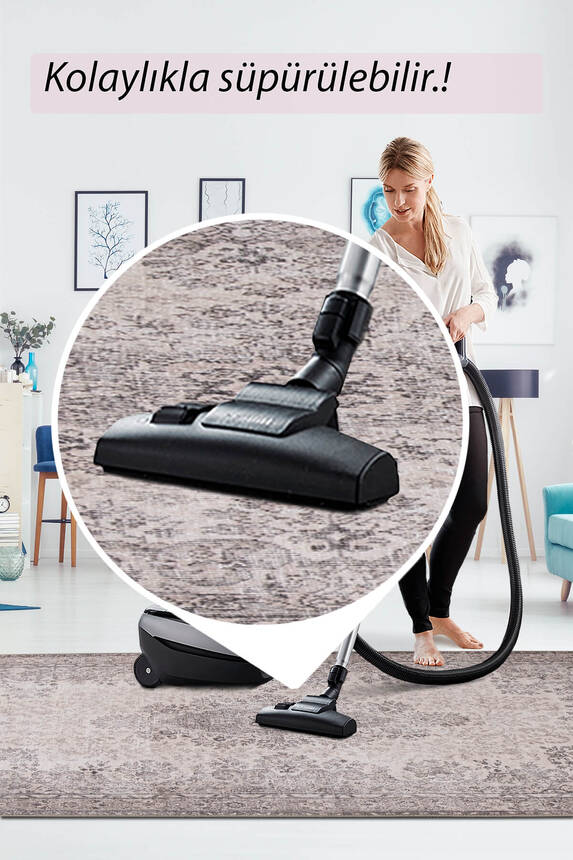 Outlet 230x330 Folk Eskitme Desenli Dokuma Taban Dekoratif Bej Halı BA-45 - 6