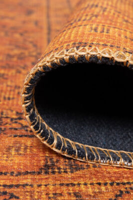 Outlet 230x330 Folk Eskitme Desenli Dokuma Taban Dekoratif Hardal Sarısı Halı BA-15 - 4