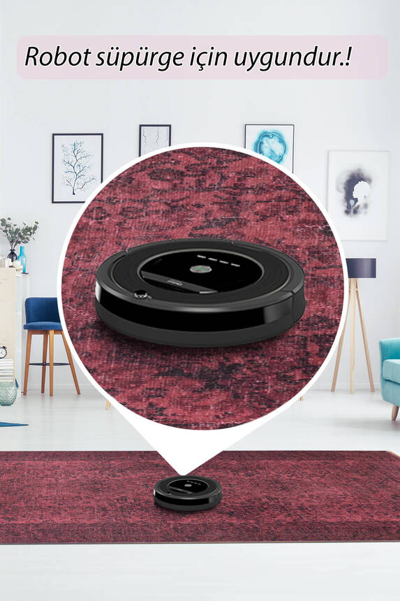 Outlet 230x330 Folk Eskitme Desenli Dokuma Taban Dekoratif Mor Halı BA-06 - 6