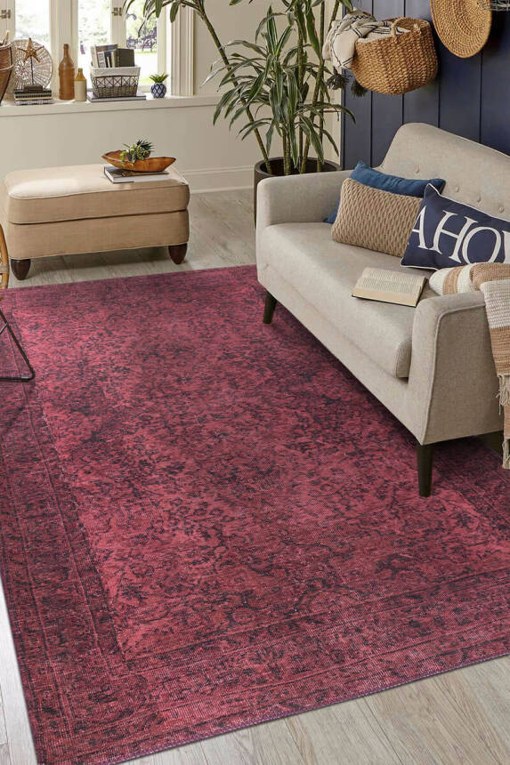 Outlet 230x330 Folk Eskitme Desenli Dokuma Taban Dekoratif Mor Halı BA-06 - 1
