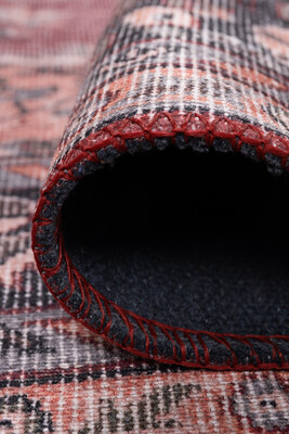 Outlet 230x330 Folk Vintage Desenli Dokuma Taban Dekoratif Bordo Halı BA-14 - 4