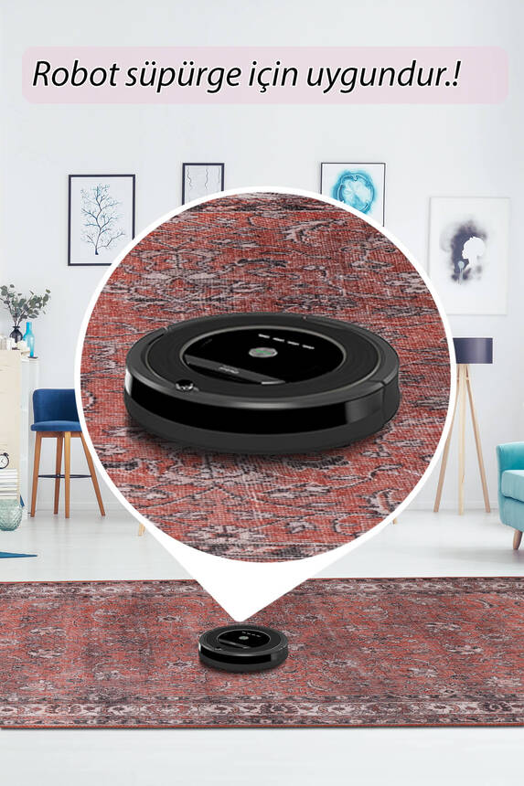 Outlet 230x330 Folk Vintage Desenli Dokuma Taban Dekoratif Kırmızı Halı BA-42 - 6