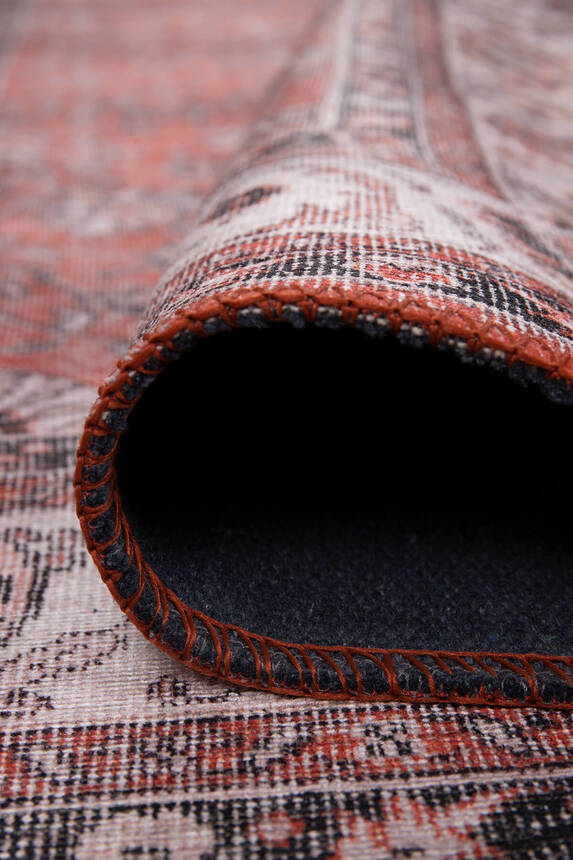 Outlet 230x330 Folk Vintage Desenli Dokuma Taban Dekoratif Kırmızı Halı BA-42 - 4