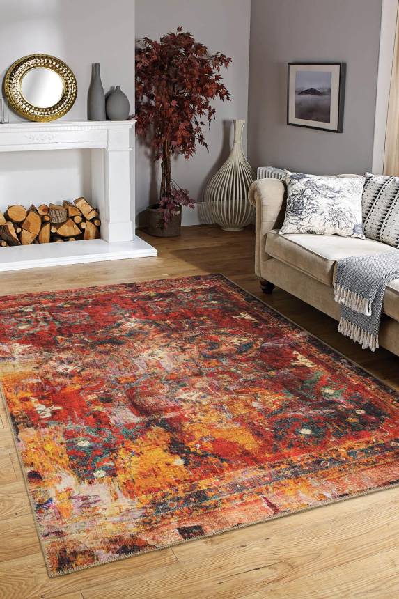 Outlet 250x250 Daire Fusion Modern Dokuma Taban Dekoratif Renkli Halı AL-140 - 1
