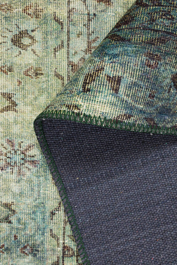 Outlet 250x250 Kare Blues Vintage Desenli Dokuma Taban Dekoratif Yeşil Halı AL-23 - 12