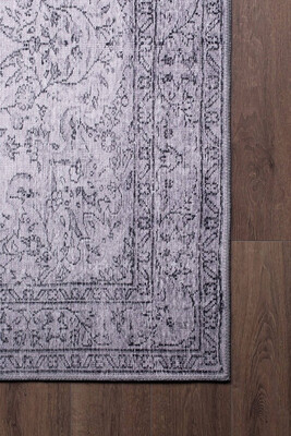 Outlet 250x250 Kare Dorian Eskitme Desenli Dokuma Taban Dekoratif Gri Halı AL-97 - 5